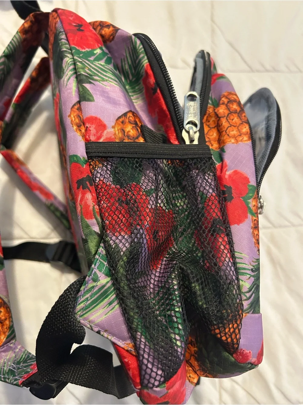 Hawaiian Pineapple Print Mini Backpack - Purple - Picture 5 of 9